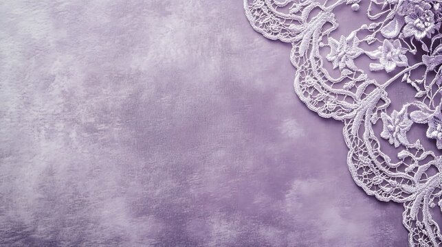 Elegant Lavender Fabric with Delicate White Lace Overlay