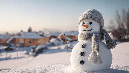  Relaxing and cute snowman town with houses made of snow 