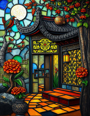 Obraz premium Oriental pattern. Oil painting. Pattern for printing on wall decorations, covers, leaflets, business cards