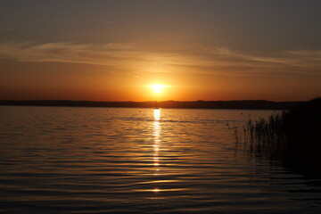 sunset over the lake