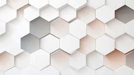Naklejka premium 3D white and beige hexagonal geometric abstract background.