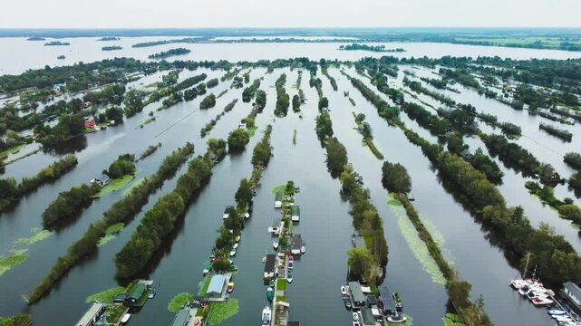 Houses and Boats, Islands and Canals. Scheendijk, Netherlands