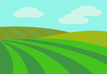 Obraz premium Paisaje de tierras de cultivo verde en primavera