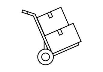 Icono negro de carretilla con cajas 
