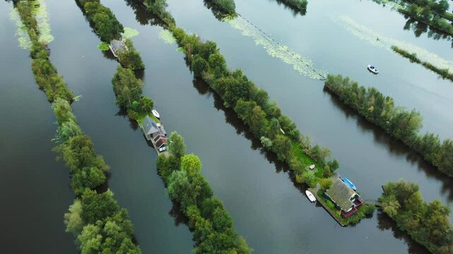 Houses and Boats, Islands and Canals. Scheendijk, Netherlands