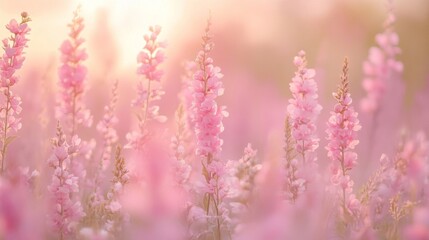 Obraz premium Delicate Pink Flowers Bloom in Soft Sunlight
