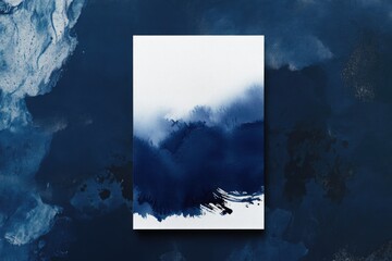 Elegant Navy Blue Wedding Invitation Card Design with Watercolor Abstract Touch