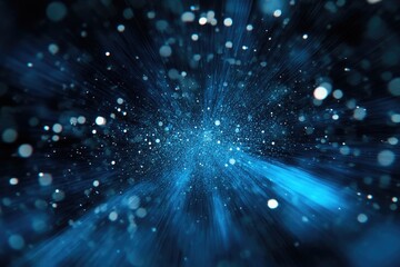 Obraz premium Luminous Blue Burst: Abstract Light Background with Radiant Beams and Starry Effects