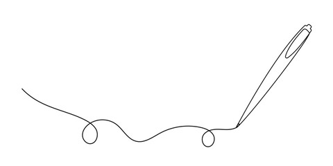 Black pencil, linear pencil drawing one line, pen, pens icon symbol. Vector One continuous line drawing pen writing waves thin stroke.Simple linear style. Contour icon. Vector doodle illustration