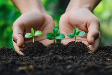 plant soil in hands, earth day