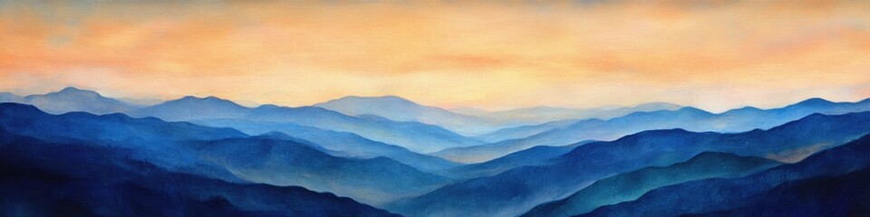 Obraz premium Serene Blue Ridge Mountains at Sunset. Captivating Dusk Views Over North Carolina's Scenic Parkway in Summer