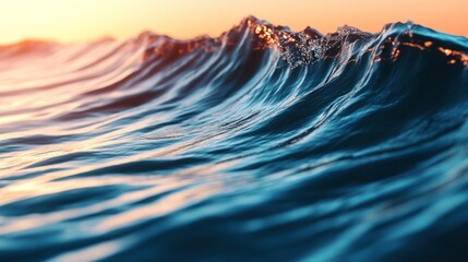 Ocean Wave at Sunset: A Symphony of Teal and Gold