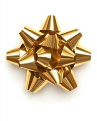 Elegant Golden Bow on White Backdrop for Birthday and Holiday Celebrations