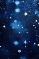 Fototapeta premium Enchanting Dark Blue Glitter Bokeh: A Magical Holiday Background for Christmas Celebrations