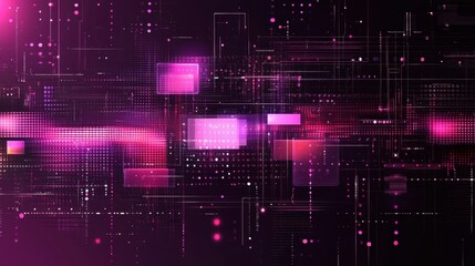 Fototapeta premium Abstract Digital Artistry: A Vivid Exploration of Bright Pink Geometric Patterns and Grids in a Futuristic and Technological Visualization