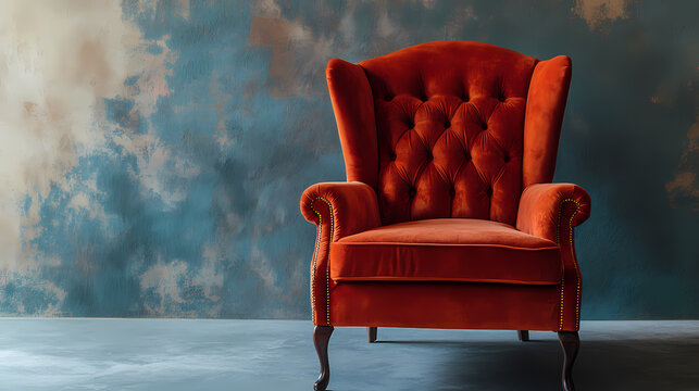This stylish chair features a velour upholstery that adds a touch of elegance and comfort. Velour. Illustration