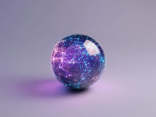 Futuristic globe with connecting points representing a digital network, 