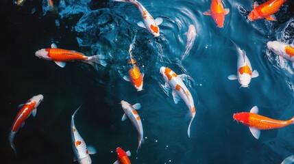 Koi Fish Pond: A Serene Aquatic Scene