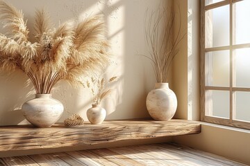 Wooden Cabinet with Autumn Decorations – Scandinavian Modern Living Room Design