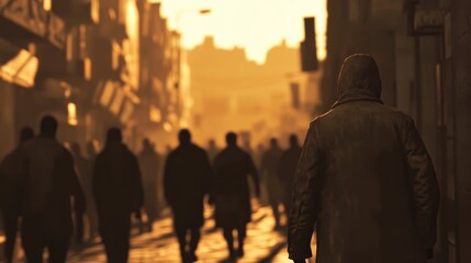 people walking on the street at night