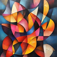 Fototapeta premium Abstract colorful geometric painting.