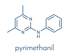 Pyrimethanil fungicide molecule. Skeletal formula.