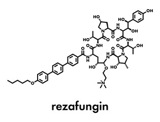 Rezafungin antifungal drug molecule. Skeletal formula.