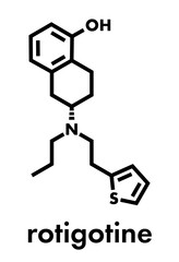 Rotigotine drug molecule. Skeletal formula.