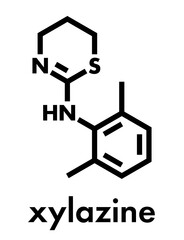 Xylazine veterinary drug molecule. Skeletal formula.