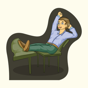 young worker laying on chair cartoon vector illustration 