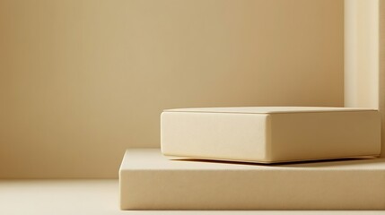Beige cube platform minimal product display background