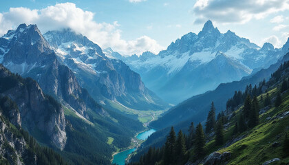 mountain shots taken from drone realistic image, ultra hd, high design very detailed