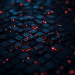 3D futuristic geometric render with glowing tech patterns, 