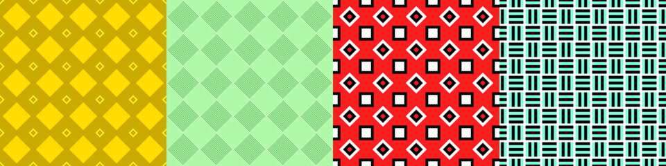 Seamless geometric threetone pattern set