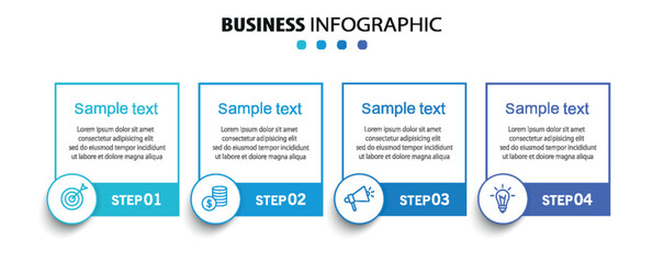 Business infographic design template with 4 options, steps or processes. Can be used for workflow layout, diagram, annual report, web design	
