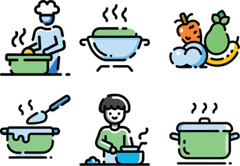 icon set cooking flat design