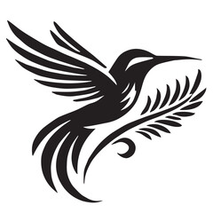 Silhouette of a bird on white background