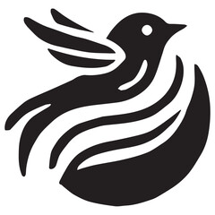 Silhouette of a bird on white background