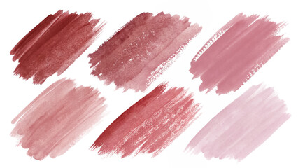 Soft watercolor swatches, muted pink tones, artistic brush strokes, textured backgrounds, perfect for design projects.