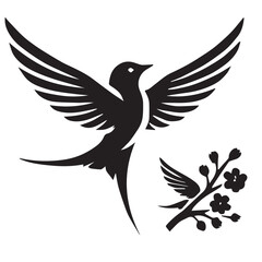 Silhouette of a bird on white background