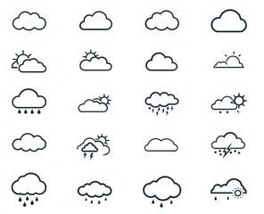 Cloud line icon set..