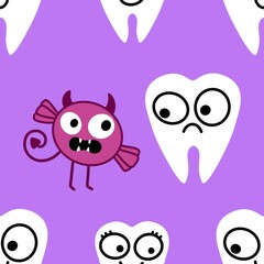 Medicine seamless teeth pattern for doctors accessories and drugstore packaging