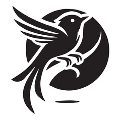 Silhouette of a bird on white background