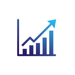 Fototapeta premium Blue growing graph icons, cutout or PNG
