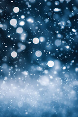 Obraz premium Ethereal Blue-White Bokeh: A Reverie of Snowflakes in Dreamlike Luminescence
