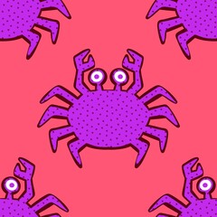 Ocean animals seamless crabs pattern for wrapping paper and fabrics and linens