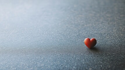 Small red heart on a textured surface.  A symbol of love and affection.