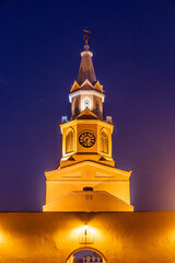Clock Tower (Torre del Reloj) in the old town of Cartagena de Indias, Colombia