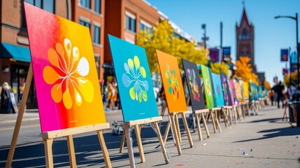 Vibrant Local Artists Creating Colorful Signs and Murals for Festival Promotions