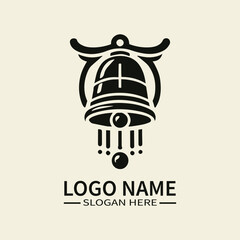 Chinese Bell Logo Design, Oriental Bell Logo, Feng Shui Bell Logo, Traditional Chinese Logo, Harmony and Luck Logo